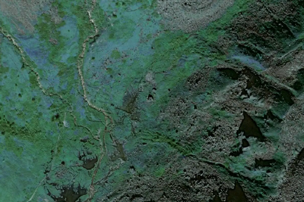 Aerial photo of the Lower Reed Valley Bouldering area