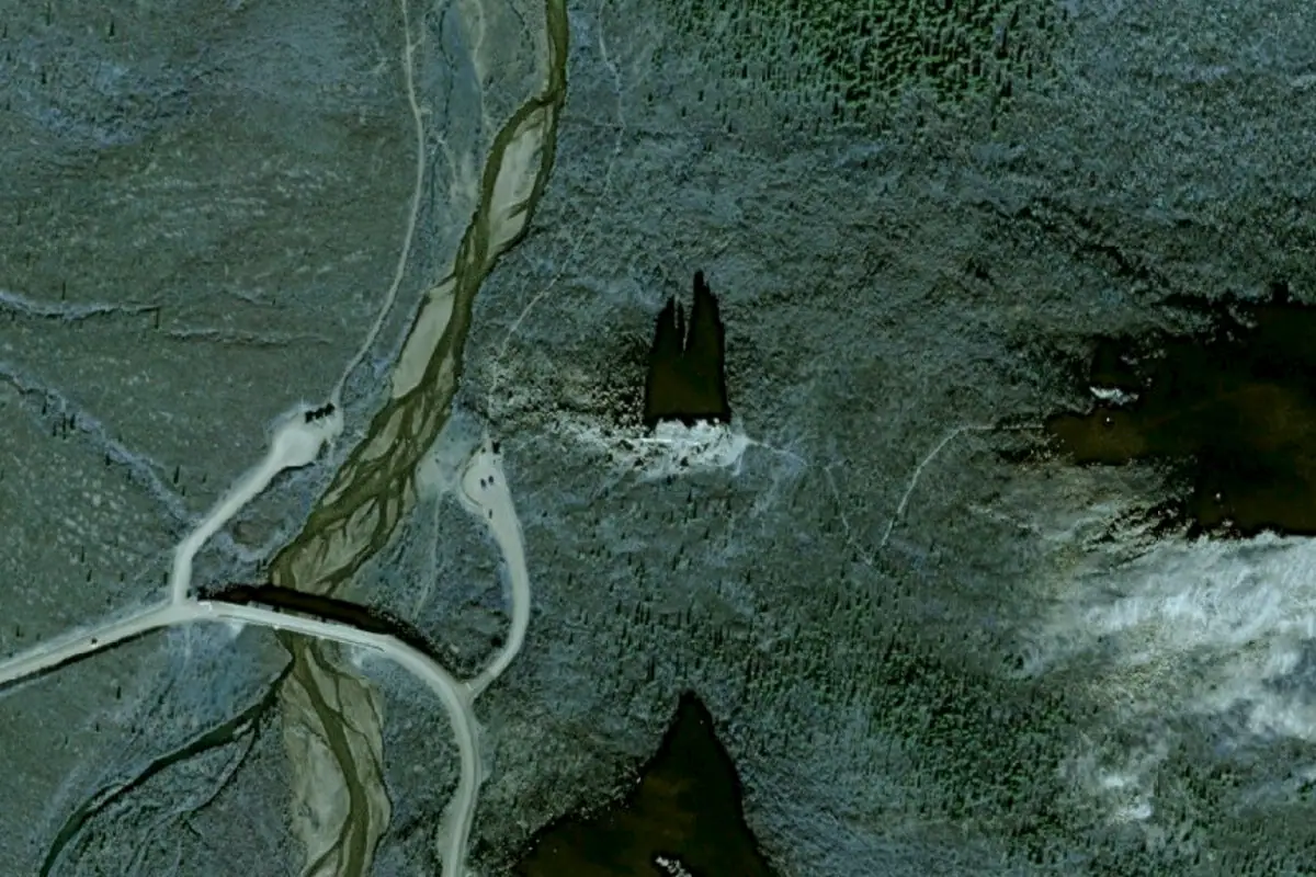 Aerial photo of the Marmot Rock Bouldering area