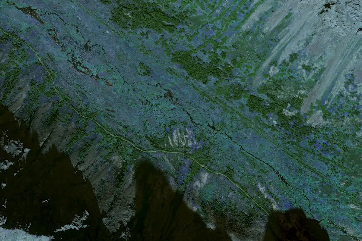 Aerial photo of the Powerline Boulders area
