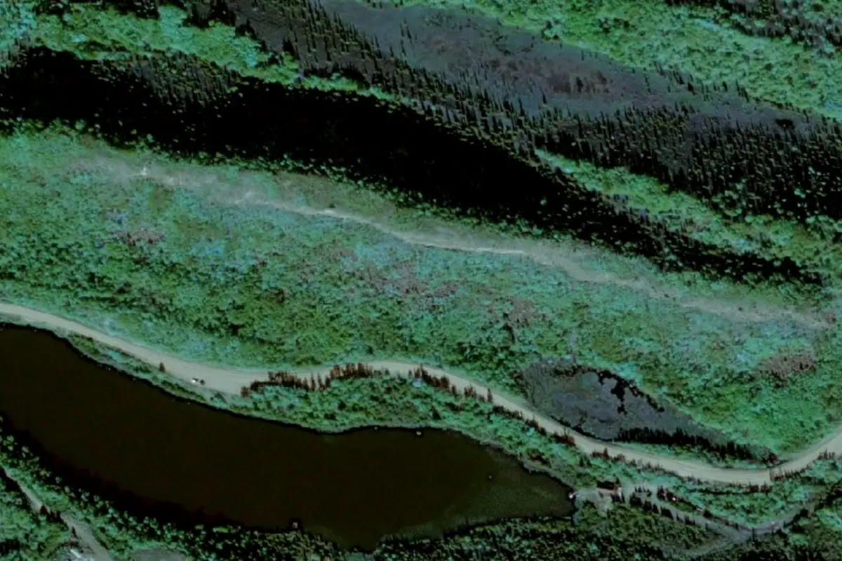 Foto aérea de la zona de Weiner Lake Bouldering