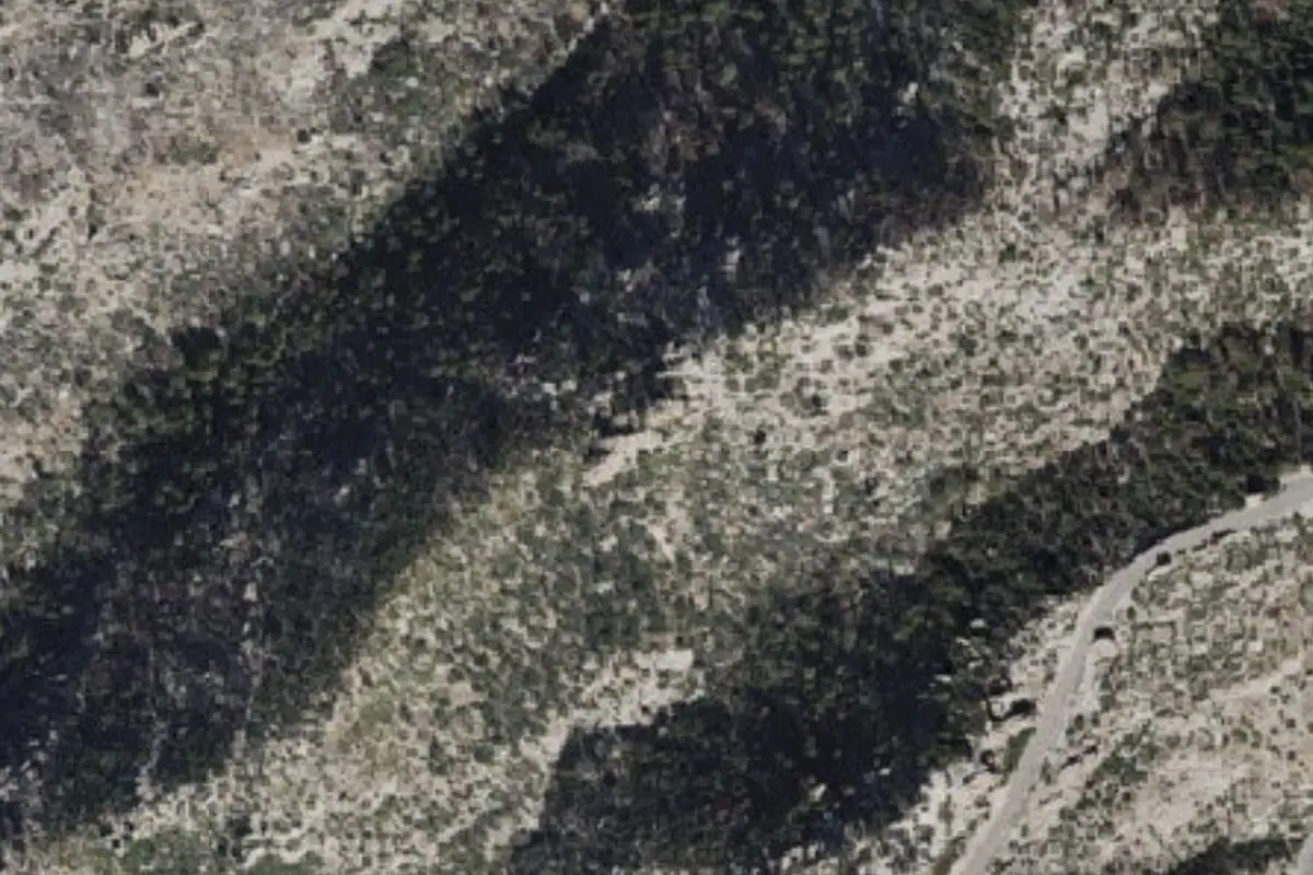 Aerial photo of the Cozzetti Crags area