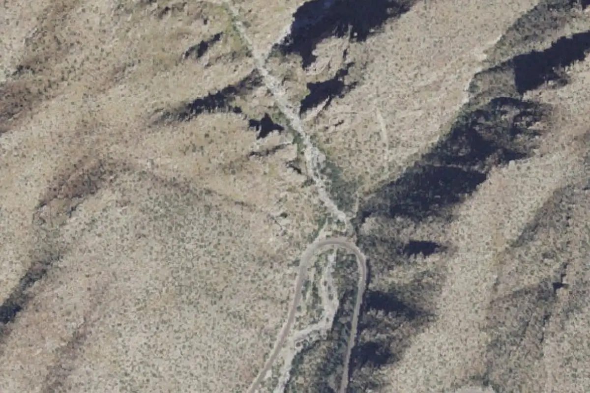Foto aérea de la zona de Hairpin Boulders