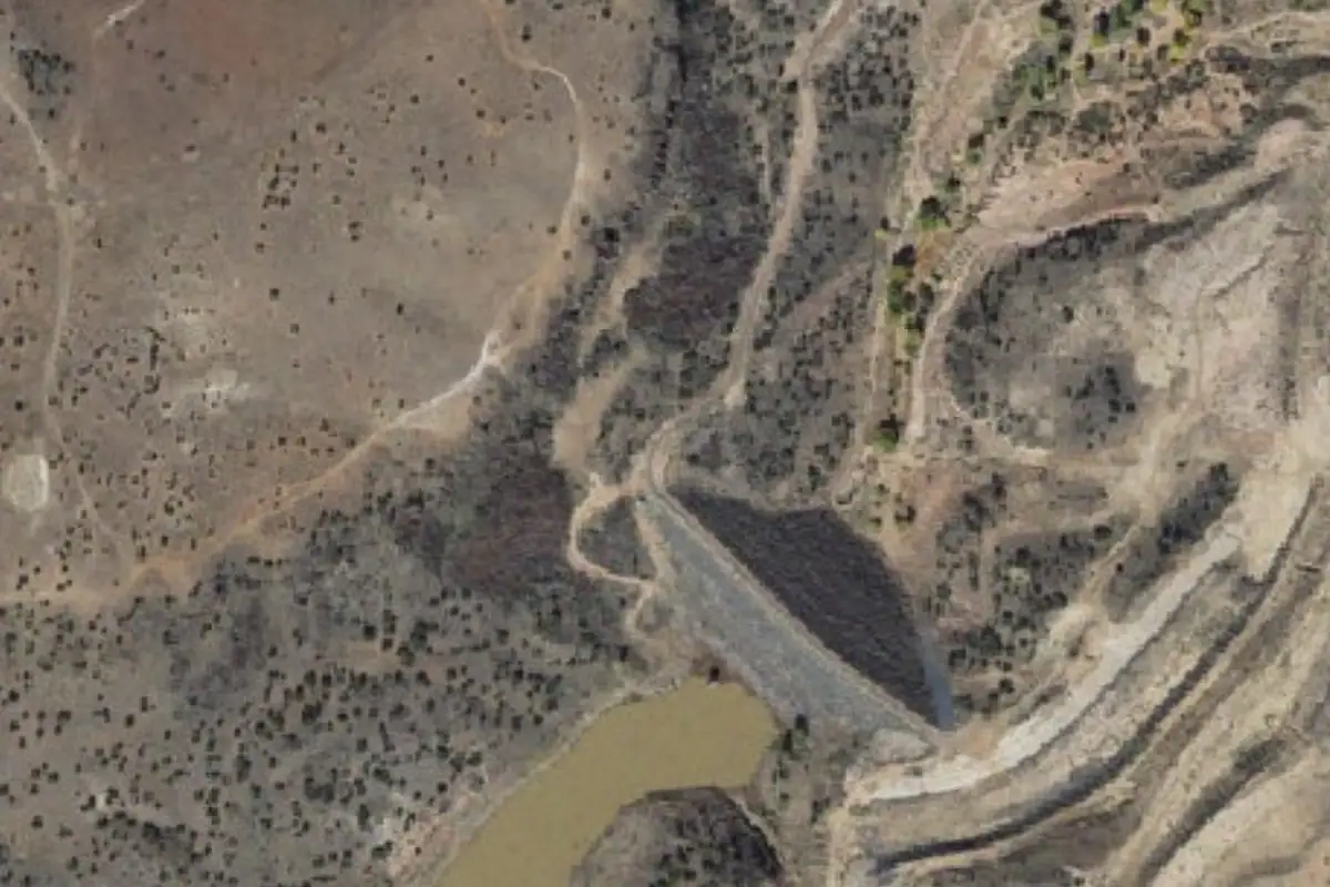 Foto aérea de la zona de Shoen's Dam