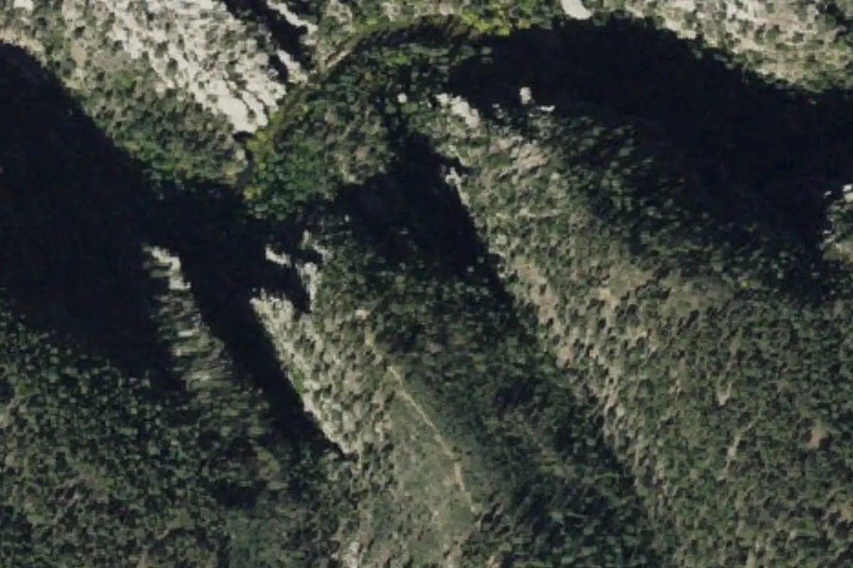 Foto aérea de la zona de West Clear Creek