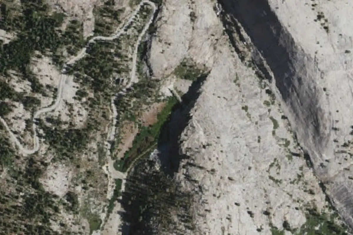 Aerial photo of the Aqueduct Wall area