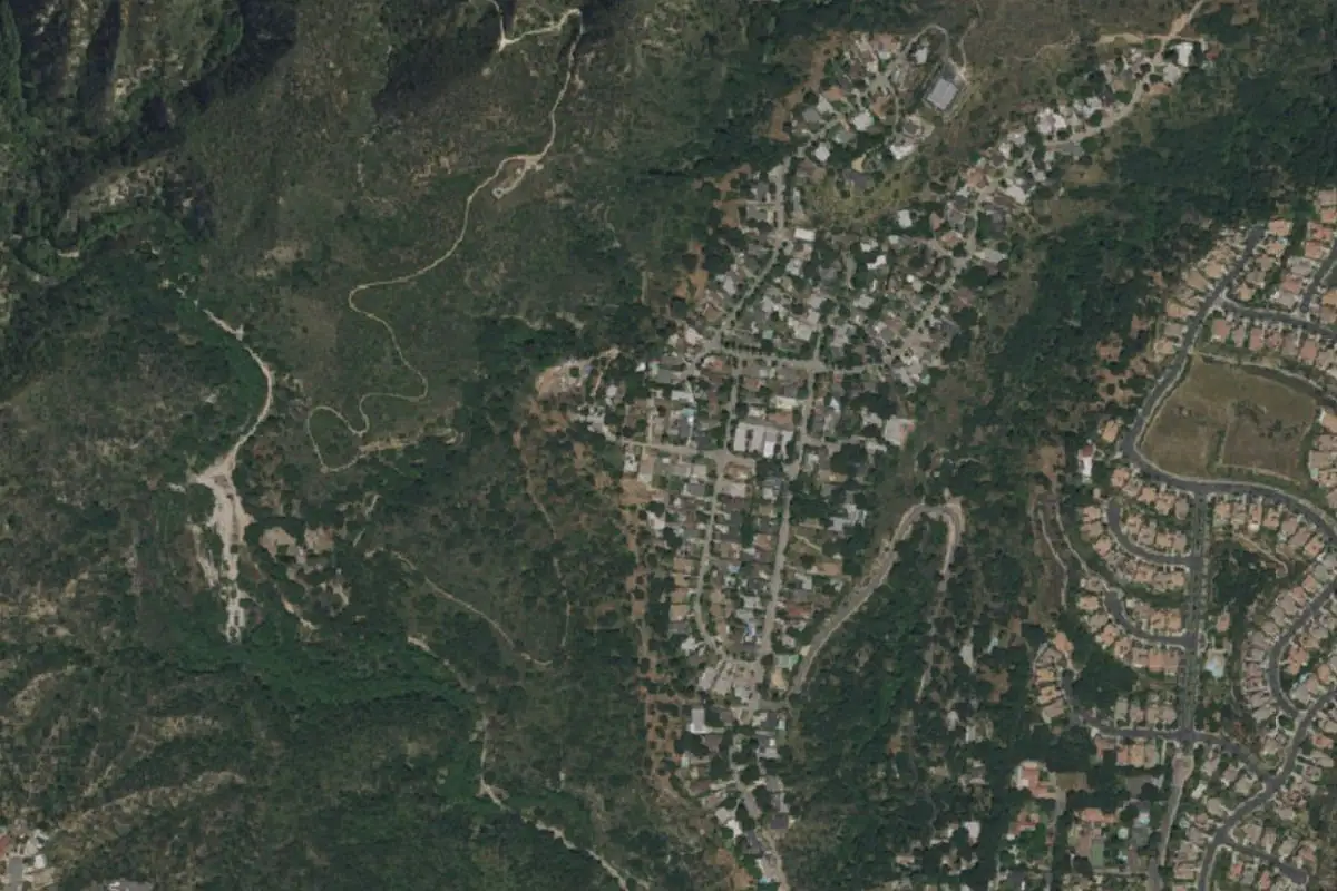 Foto aérea de la zona de Arroyo Seco Boulders