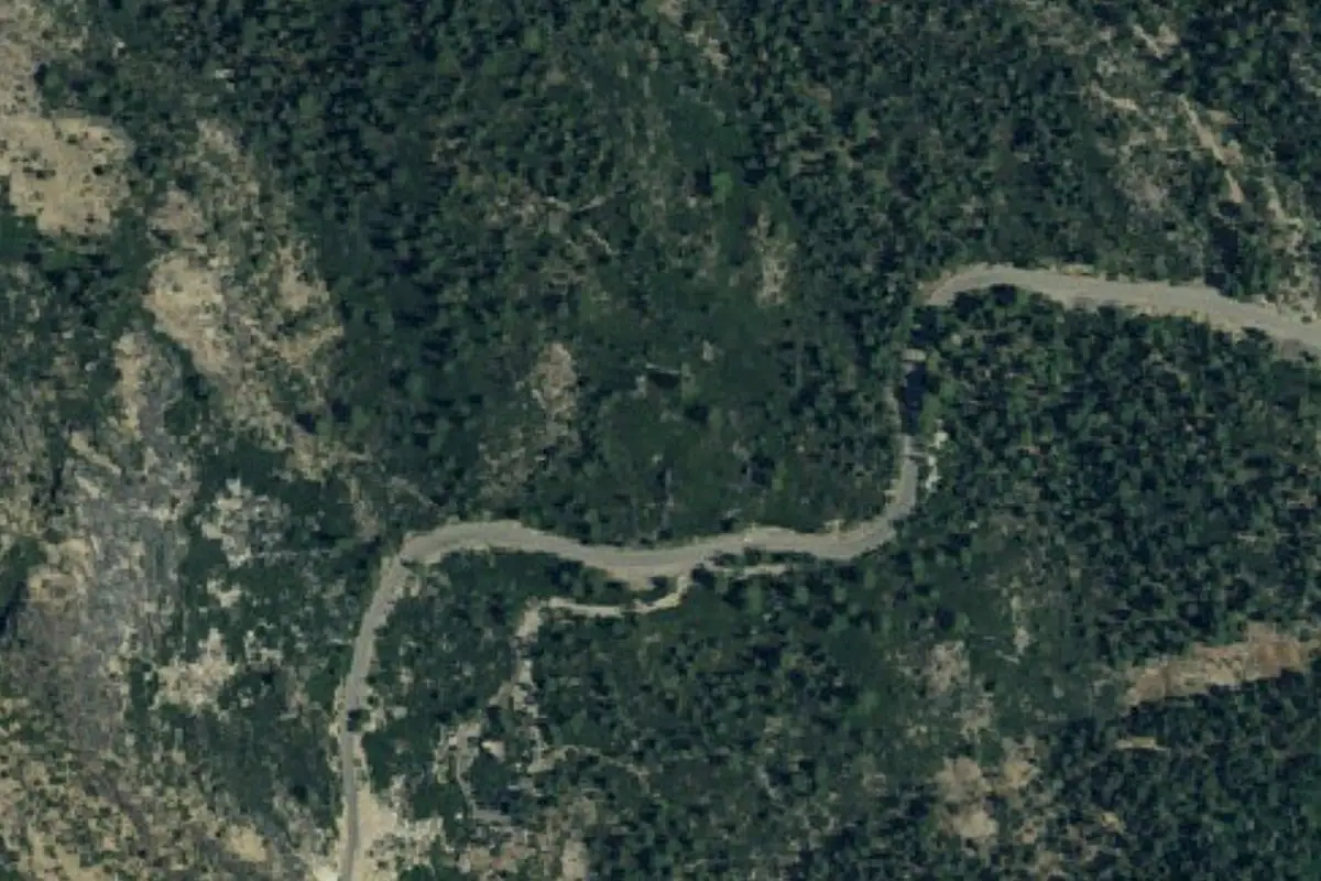 Foto aérea de la zona de Bush Cave Bouldering