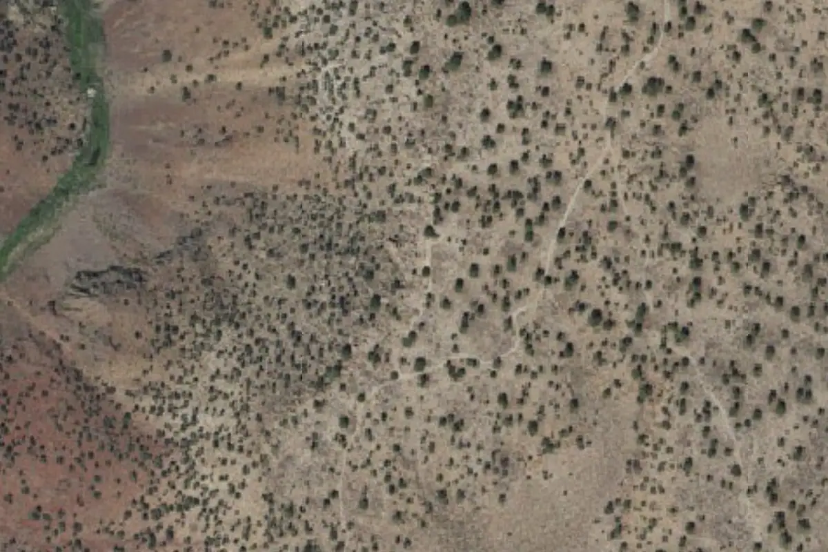 Aerial photo of the Campfire Boulders area