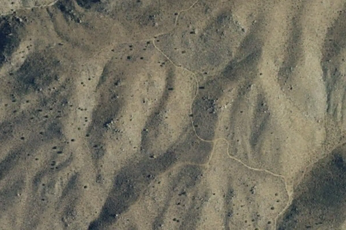 Foto aérea de la zona de Cow Skull Boulders