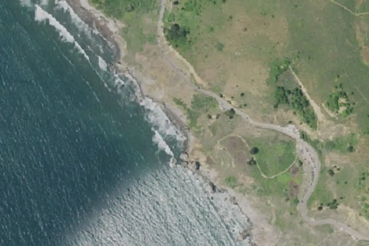 Foto aérea de la zona de Danger Rock (or Orange Buddha Rock)