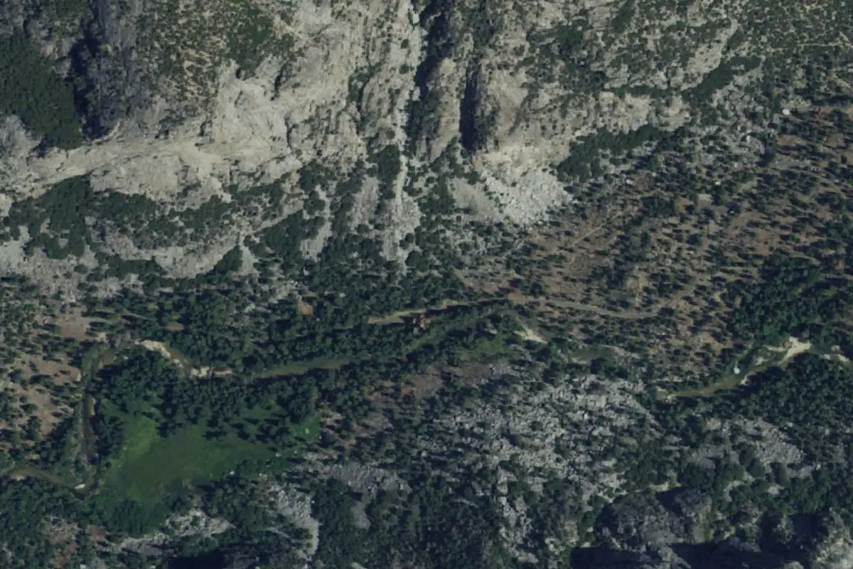 Aerial photo of the North Dome Boulder field area