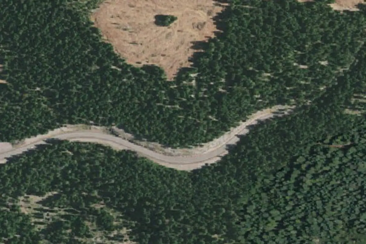 Aerial photo of the upper cliff boulders area