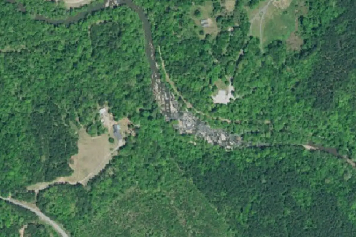 Foto aérea de la zona de Island Boulder
