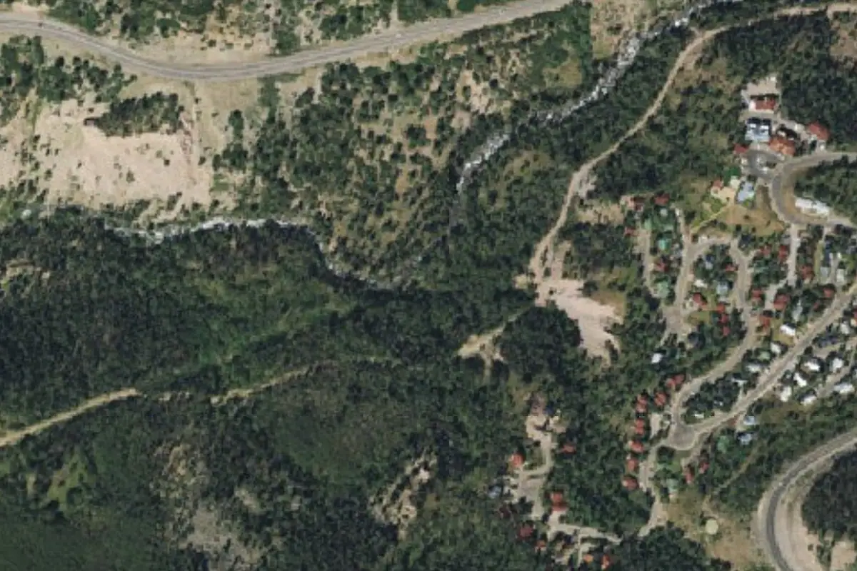 Aerial photo of the Bilk Creek Wall area