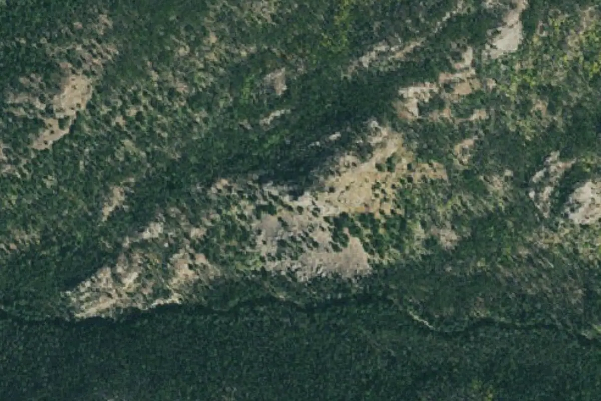 Foto aérea de la zona de Cascade Creek Crag