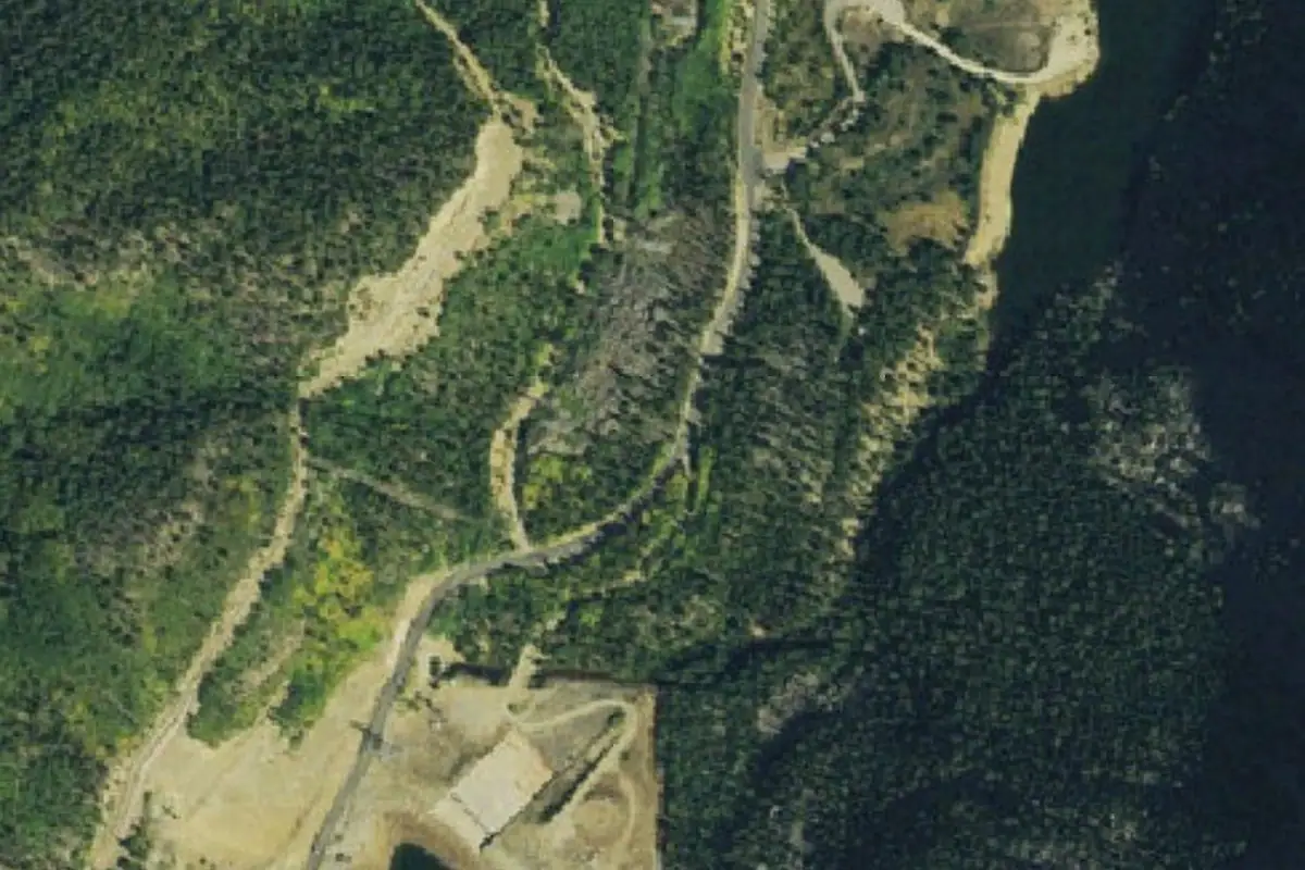 Aerial photo of the Dark Horse Boulder area