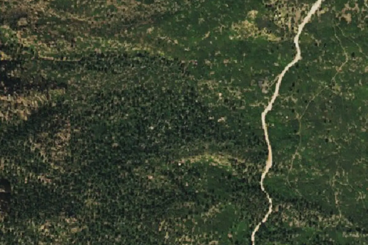 Foto aérea de la zona de Dihedral Boulder
