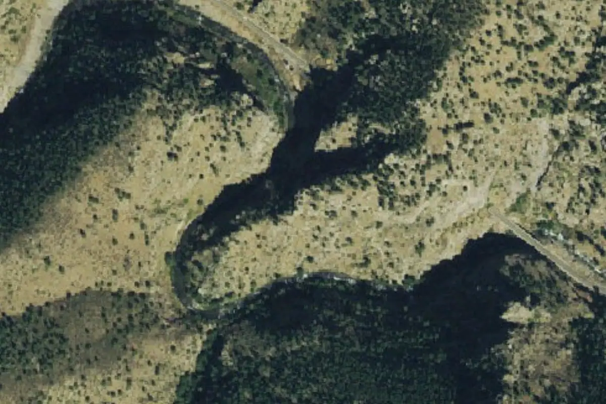 Aerial photo of the Flood Wall area