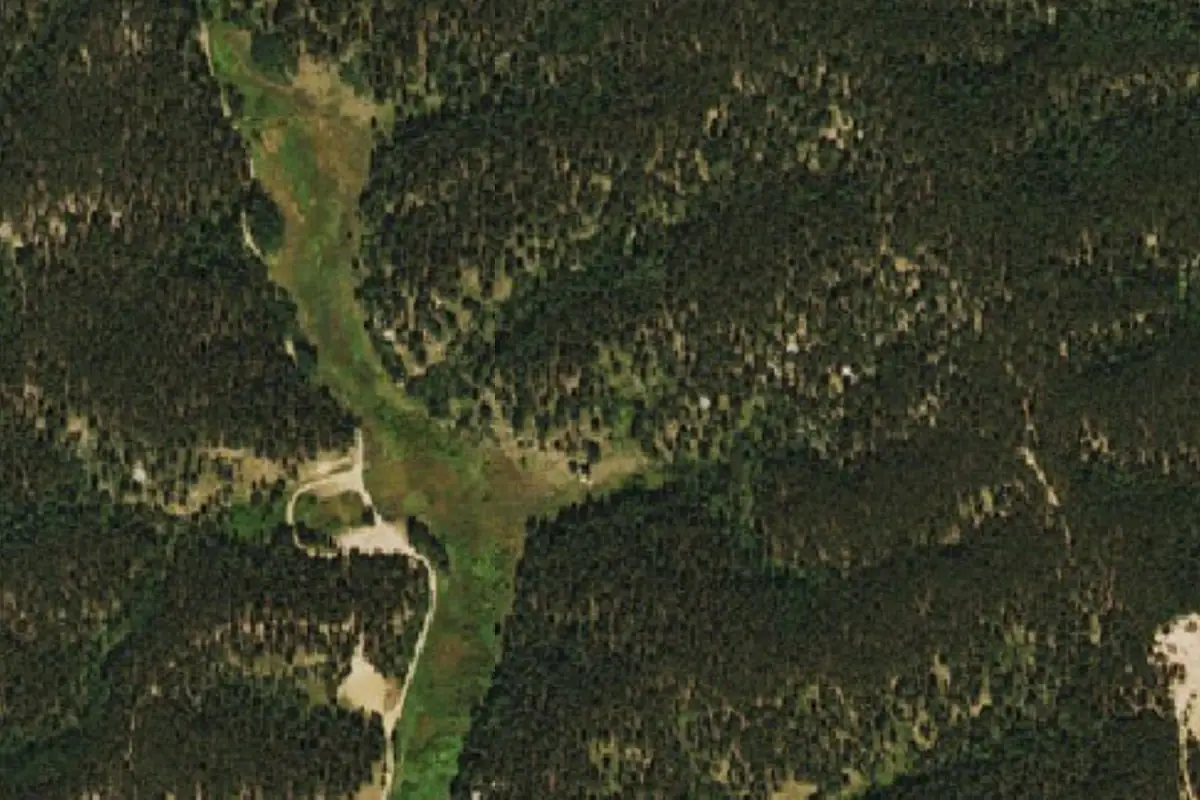 Foto aérea de la zona de Overlook Boulders