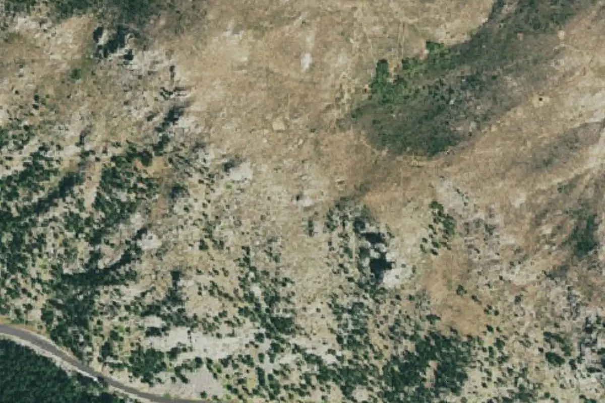 Foto aérea de la zona de Poison Ivy Dome