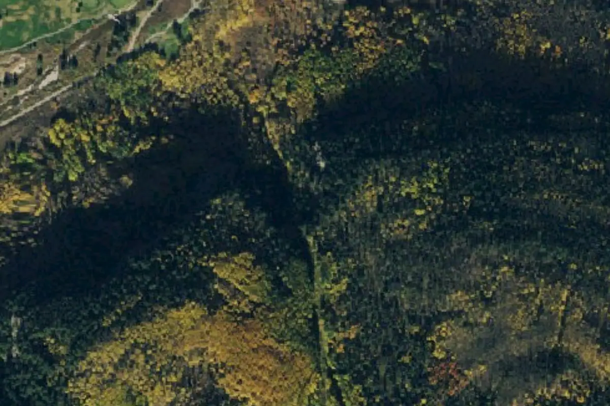 Foto aérea de la zona de Rigid Designator Amphitheatre