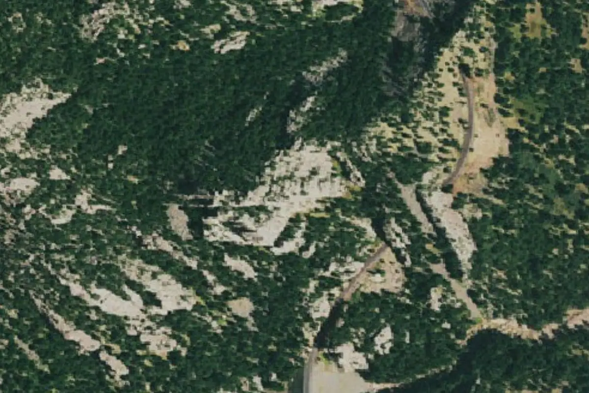 Foto aérea de la zona de Secret Crag (aka Ridge 6)