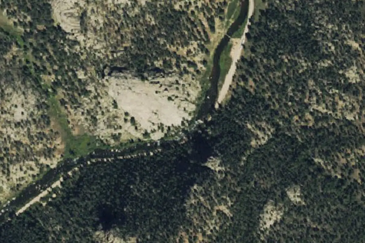 Foto aérea de la zona de The Kentucky Boulder