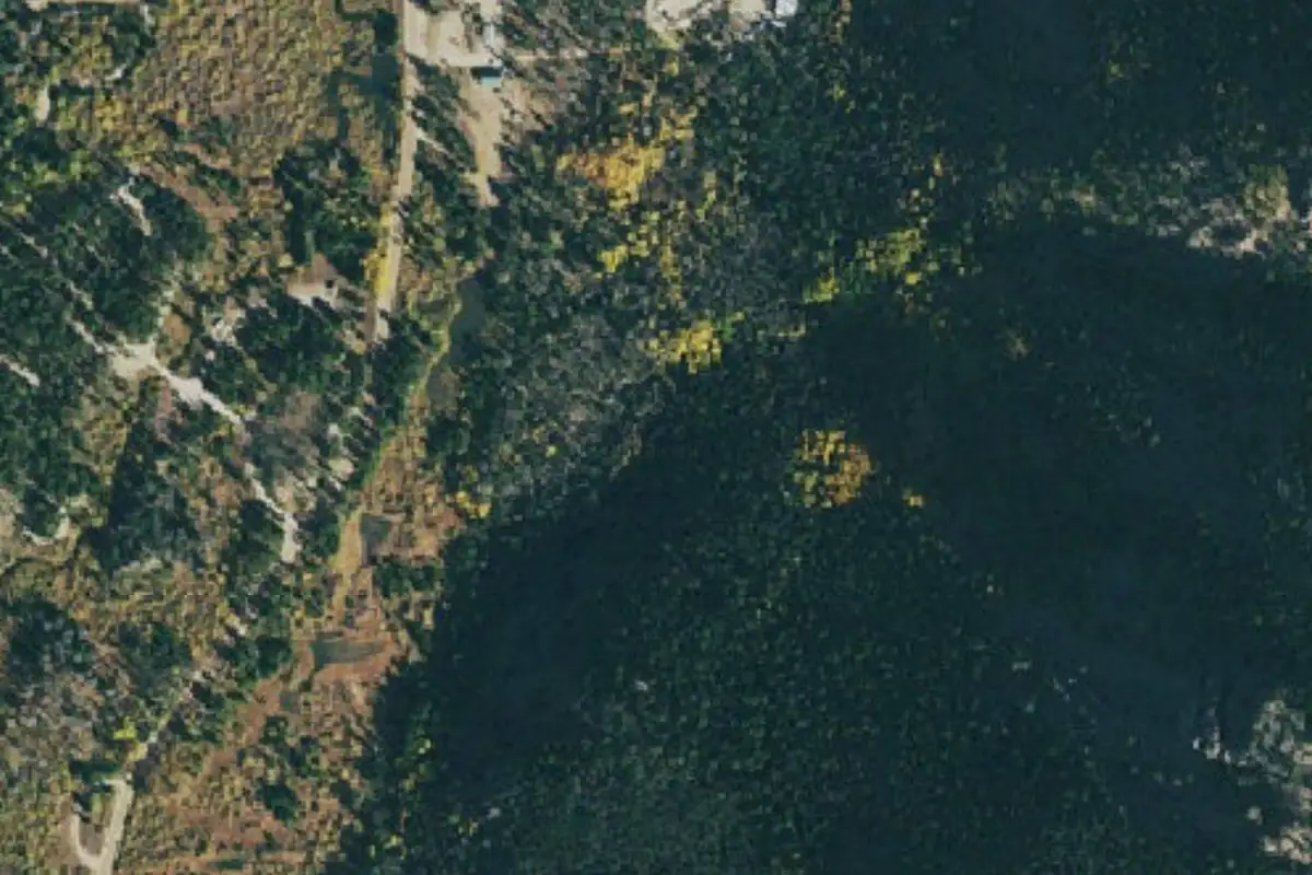 Aerial photo of the Tunnels Bouldering area