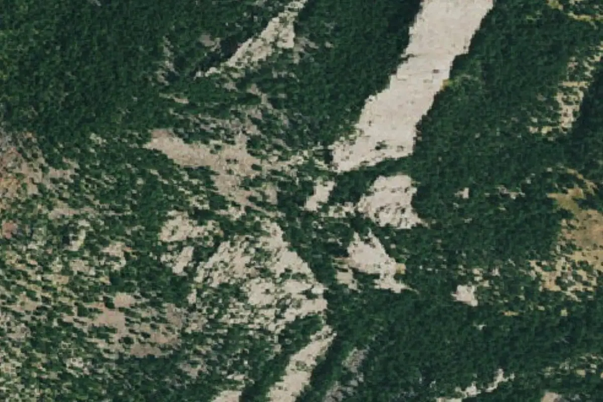 Foto aérea de la zona de Upper Blues Boulders