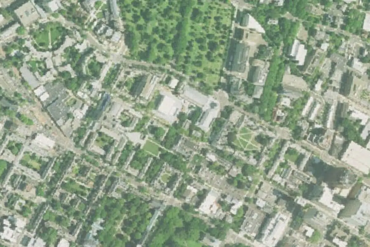 Foto aérea de la zona de Yale University Buildering