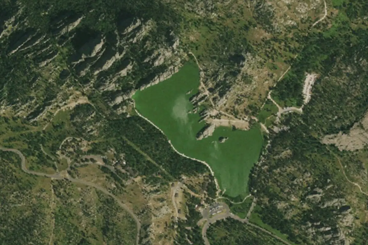 Foto aérea de la zona de Sylvan Lake Bouldering