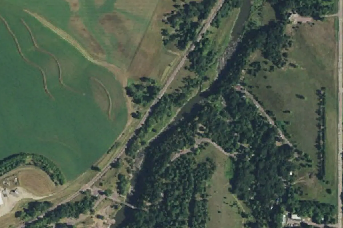 Aerial photo of the X-Marks The Boulder area