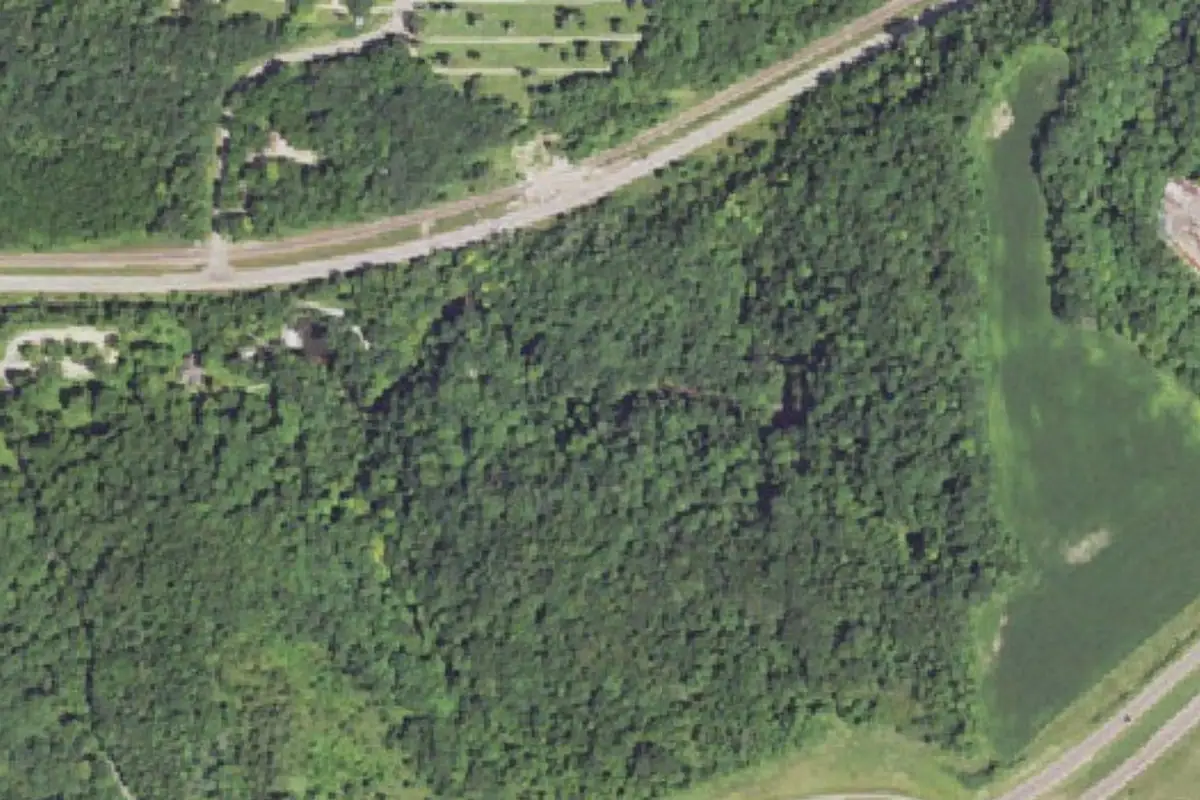 Aerial photo of the Minneopa State Park Bouldering area