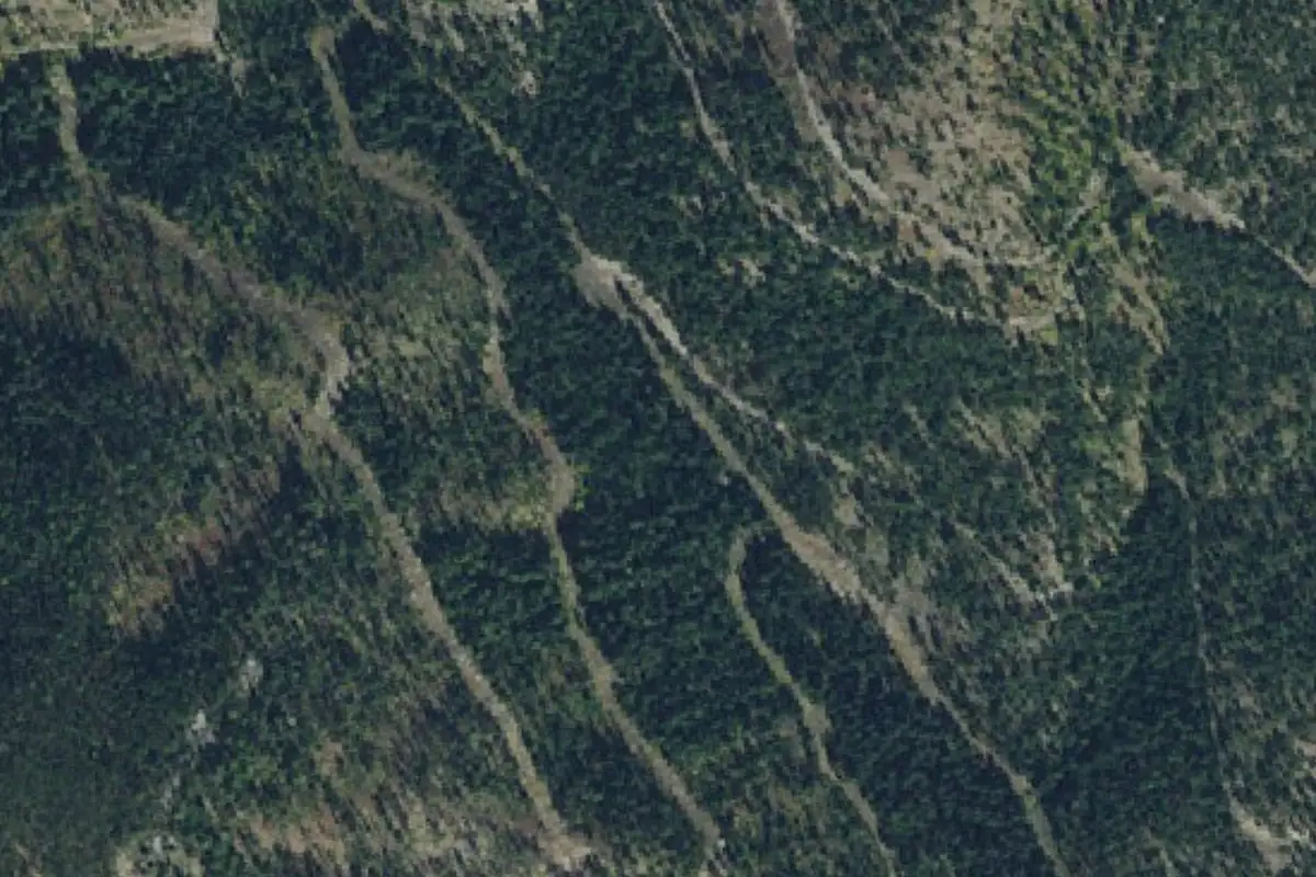 Aerial photo of the Random Events Wall area