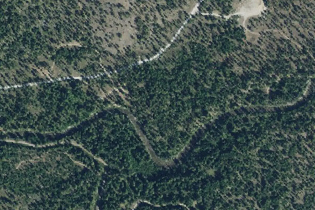 Foto aérea de la zona de Roadside Boulders