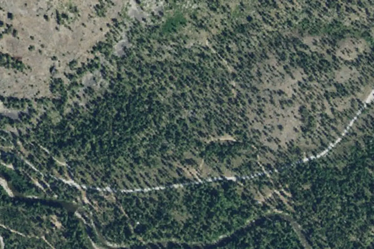 Aerial photo of the Upper Roadside Boulders area