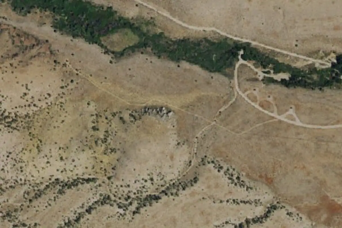 Aerial photo of the Cleve Creek Crag area