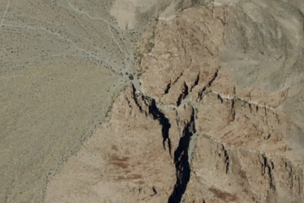 Aerial photo of the Snake Eyes Corridor Bouldering area