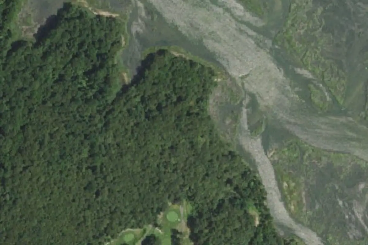 Foto aérea de la zona de American Flag Boulder