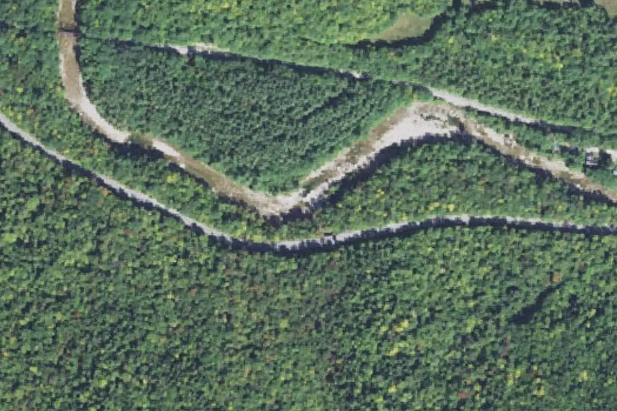 Aerial photo of the Saco Spider Boulder area