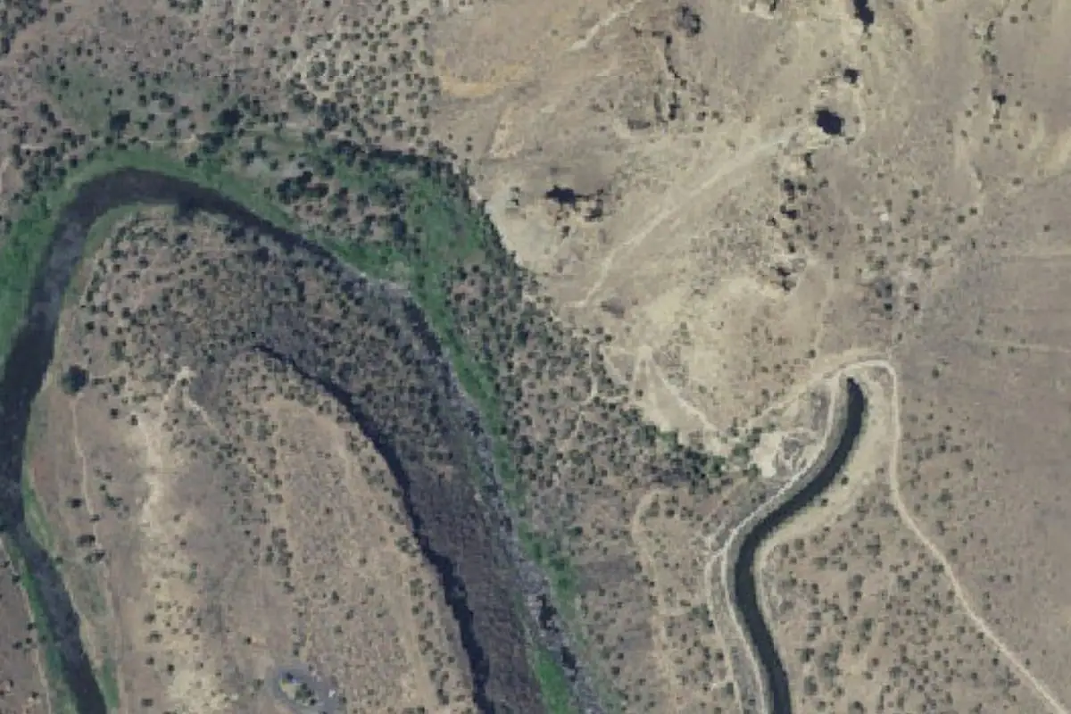 Foto aérea de la zona de Old Climbers Camp Boulders
