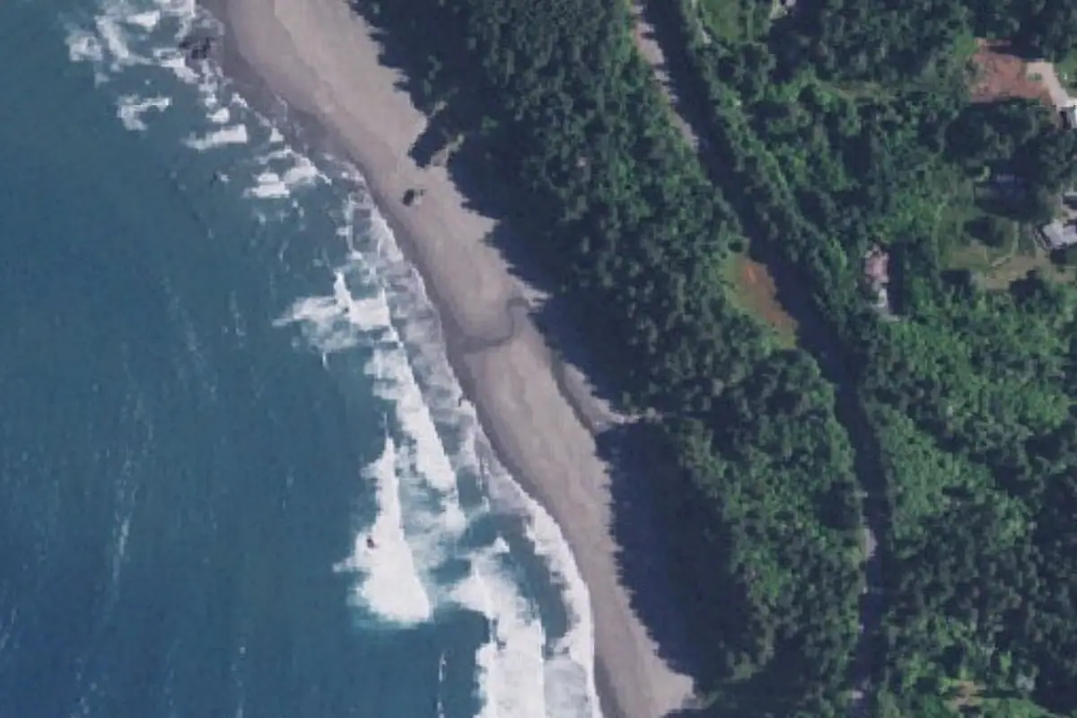 Foto aérea de la zona de Whale's Head Beach Bouldering.