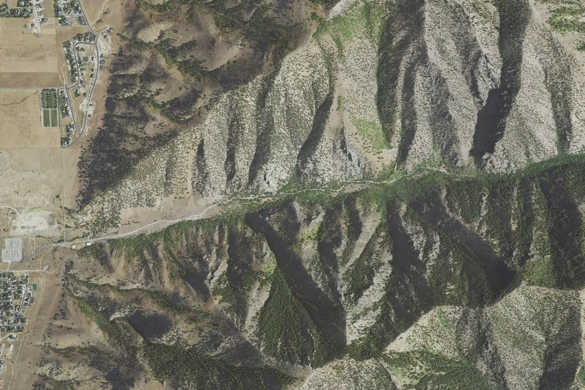 Aerial photo of the Green Canyon Bouldering area