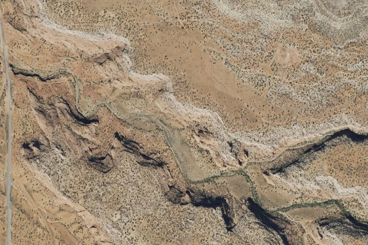 Foto aérea de la zona de Muleshoe Canyon