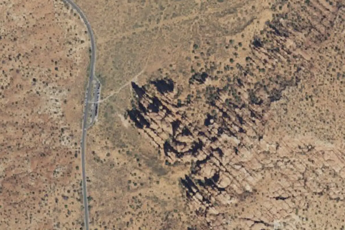 Foto aérea de la zona de Sand Dune Arch Area (Bouldering)