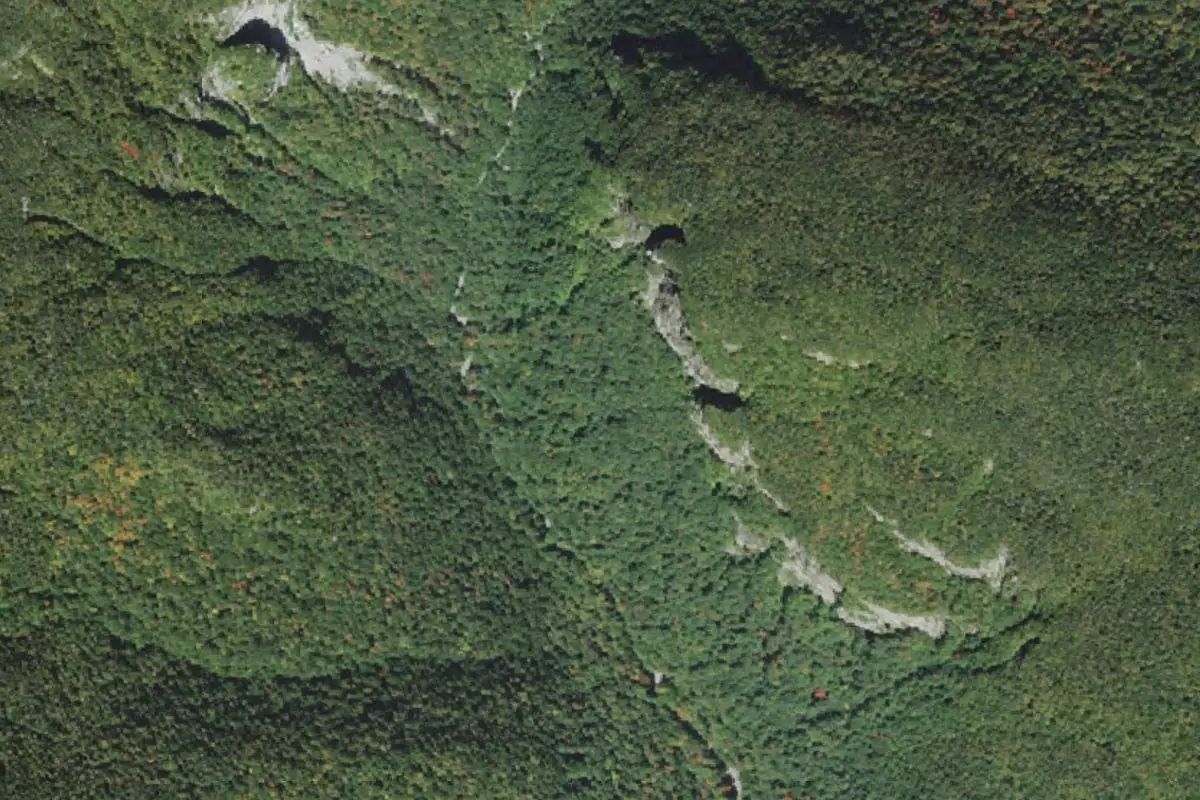 Aerial photo of the Roots/ Moon Tower Boulder Area area