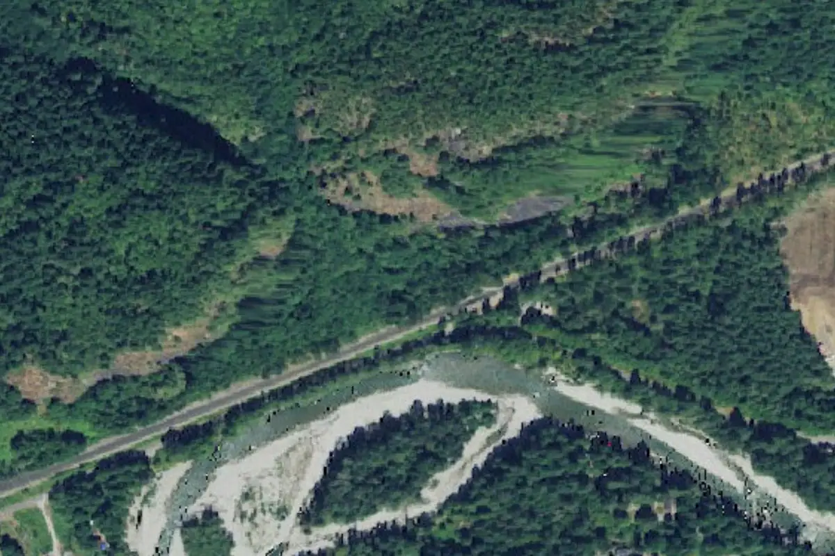 Foto aérea de la zona de Lower Wall & Lower Lump Boulders