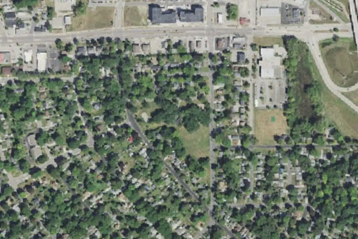 Aerial photo of the Lake Edge Park area