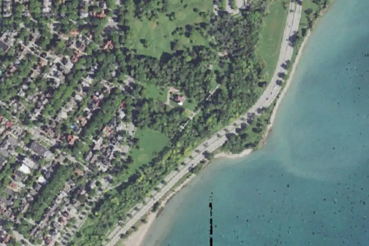 Aerial photo of the Oak Leaf Trail - North Point Lighthouse area