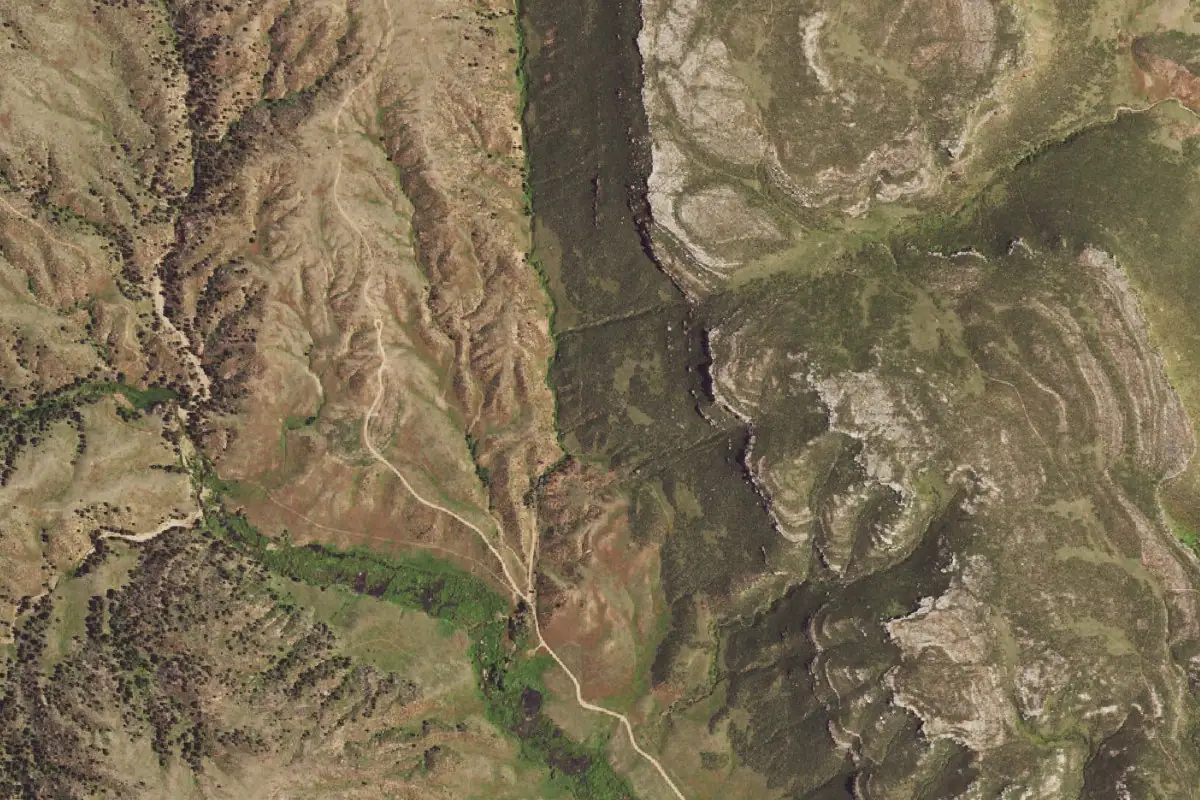 Aerial photo of the Curt Gowdy State Park area
